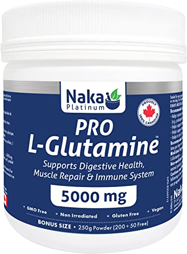 NAKA Platinum PRO L-Glutamine 5000 mg - BONUS size 250g Powder (200+50 FREE)