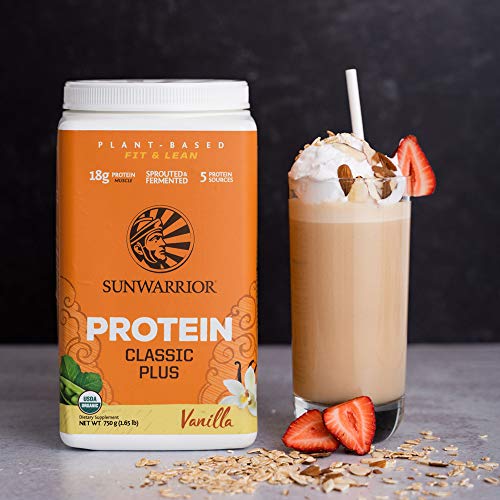 Sunwarrior Vegan Organic Protein Powder Plant-Based | 5 Superfood Quinoa Chia Seed Soy Free Dairy Free Gluten Free Synthetic Free Non-GMO | Vanilla 30 Servings | Classic Plus