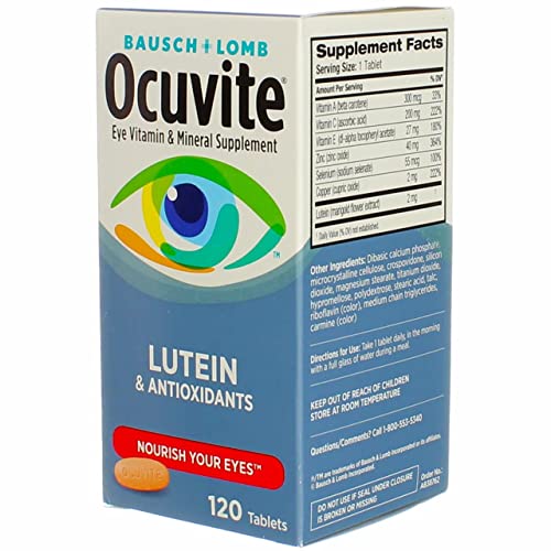 BAUSCH & LOMB OCUVITE WITH LUTEIN! 120 TABLETS EYE CARE