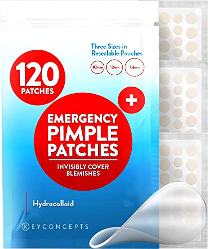 KEYCONCEPTS Pimple Patches (120 Pack), Hydrocolloid Patches - Pimple Patches for Face - Zit Patch and Pimple Stickers - Hydrocolloid Pimple Dots for Pimple - Pimple Patch - Pore Strips