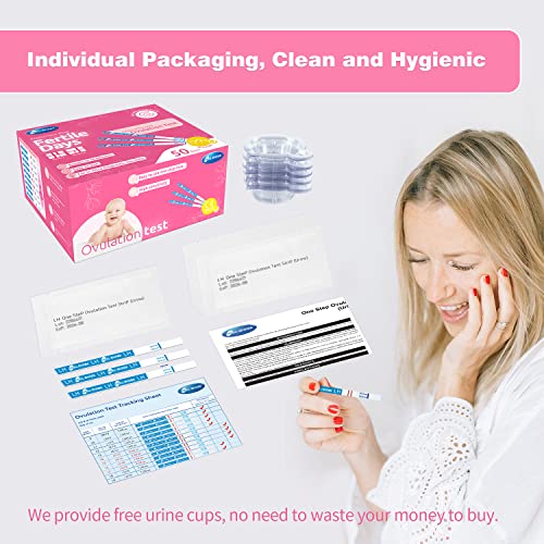 Ovulation Test Strips, Fertility Test Ovulation Predictor Kit with Free Urine Cup for Women Natural Cycles, 50 LH Strips (50)