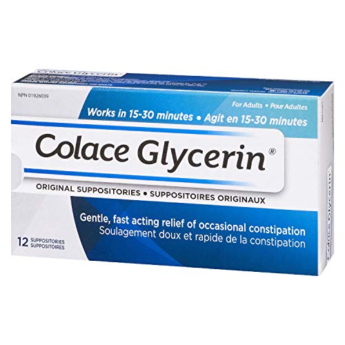 Colace Glycerin Suppositories - Adult | Gentle Fast Acting Relief of Occasional Constipation | 12 Count