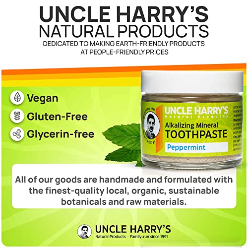 Uncle Harry's Natural Toothpaste - Peppermint (3 Oz Glass Jar)