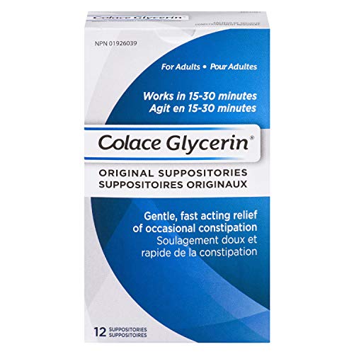 Colace Glycerin Suppositories - Adult | Gentle Fast Acting Relief of Occasional Constipation | 12 Count