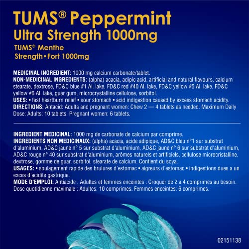 Tums Ultra Strength Antacid for Heartburn Relief, Peppermint, 160 Count