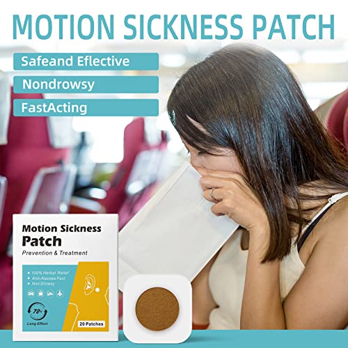 Motion Sickness Patches, 40 Counts Anti Nausea Sea Sickness Patch, Relieve Nausea, Dizziness Resulted from Travel of Cars, Ships, Airplanes (40)