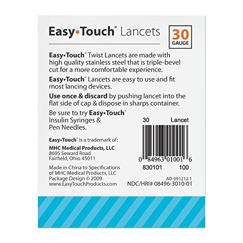 EasyTouch Twist Lancets - 30 G, (100 per box)