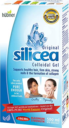 500ml Hubner Original Silicea Colloidal Gel, Supports Healthy Hair, Firm Skin, Strong Nails, Formation of Collagen, 100% PURE, Maximum Strength, Vegan Collagen Booster (500ml)