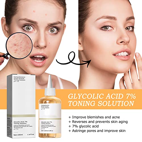 Glycolic Acid 7% Toning Resurfacing Solution,Exfoliate,and Rejuvenate Your Skin, Solution for Blemishes and Acne100ml …