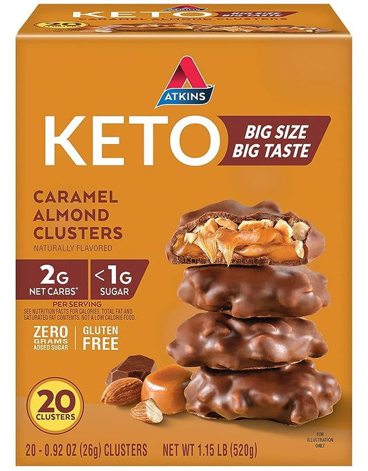 Atkins Keto Caramel Almond Clusters, Keto-Friendly, 20 Count