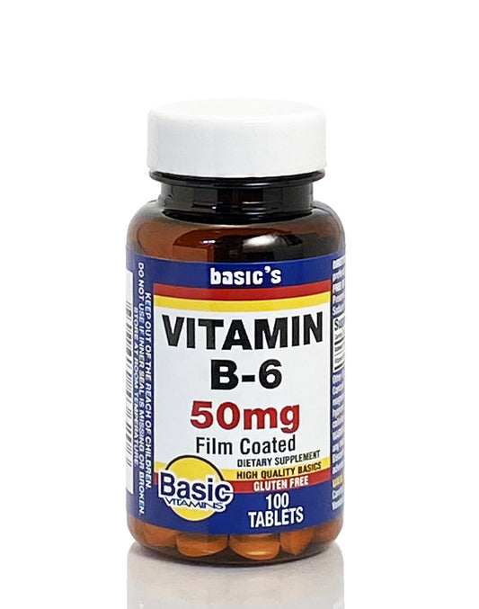 BASIC’S VITAMIN B-6 50MG, 100 TABLETS