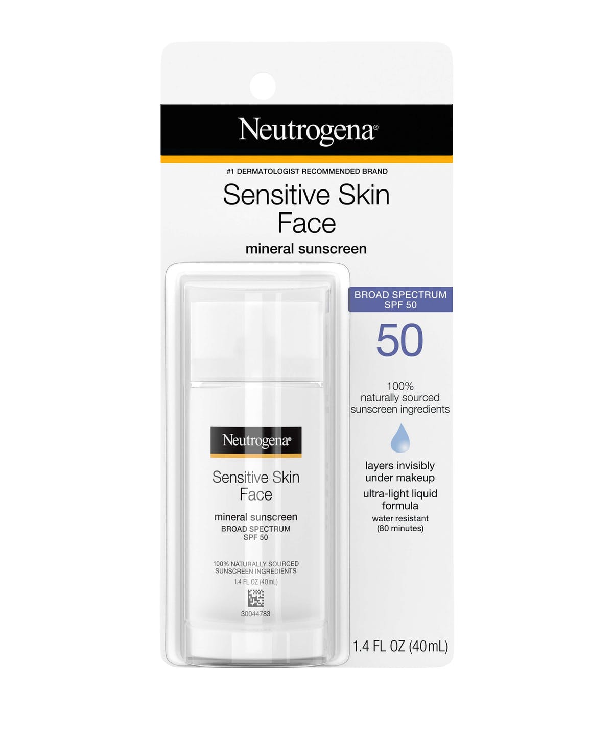 NEUTROGENA SENSITIVE SKIN FACE MINERAL SUNSCREEN SPF 50