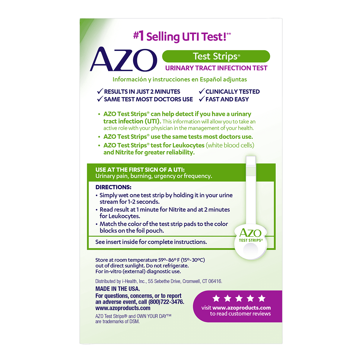 AZO TEST STRIPS URINARY TRACT INFECTION TEST