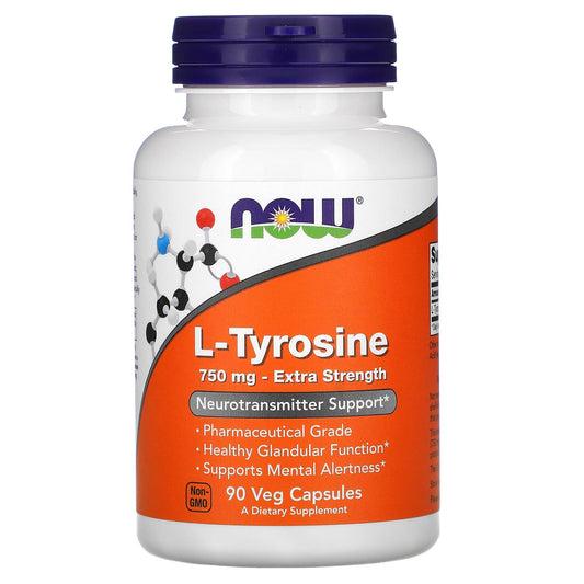 NOW L-TYROSINE 750MG, 90 VEG CAPSULES