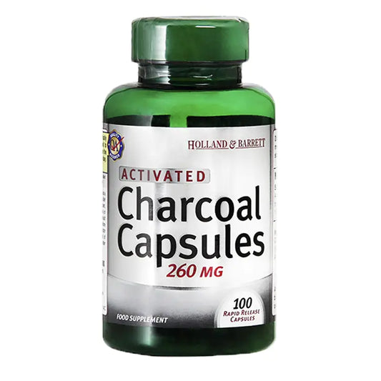 HOLLAND & BARRETT ACTIVATED CHARCOAL CAPSULES 260MG