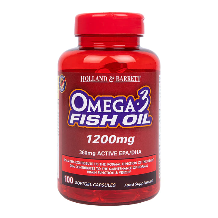 HOLLAND & BARRETT OMEGA-3 FISH OIL 1200MG, 100 SOFTGEL CAPSULES