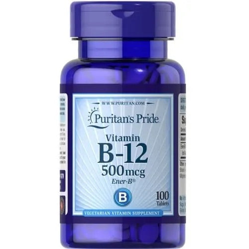 PURITAN’S PRIDE B-12 500MCG, 100 TABLETS