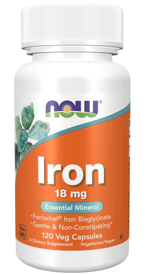 NOW IRON 18MG, 120 VEG CAPSULES