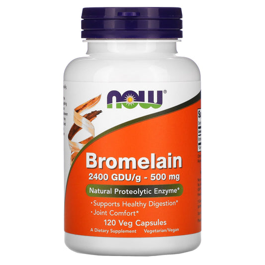 NOW BROMELAIN 500MG, 120 VEG CAPSULES