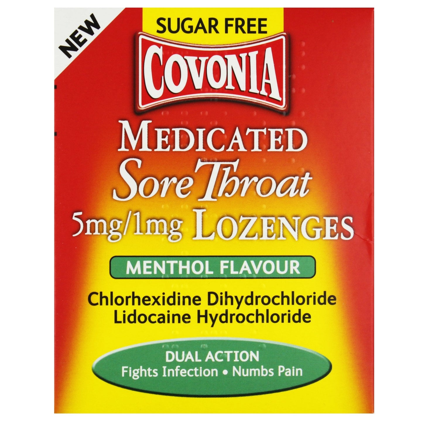 COVONIA MEDICATED SORE THROAT 5MG/1MG LOZENGES (MENTHOL FLAVOUR)