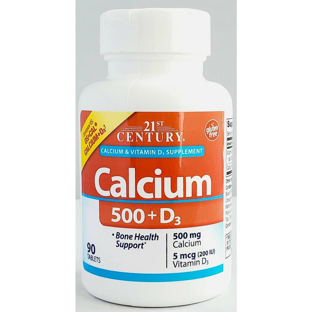 21ST CENTURY CALCIUM 500MG + D3, 90 TABLETS