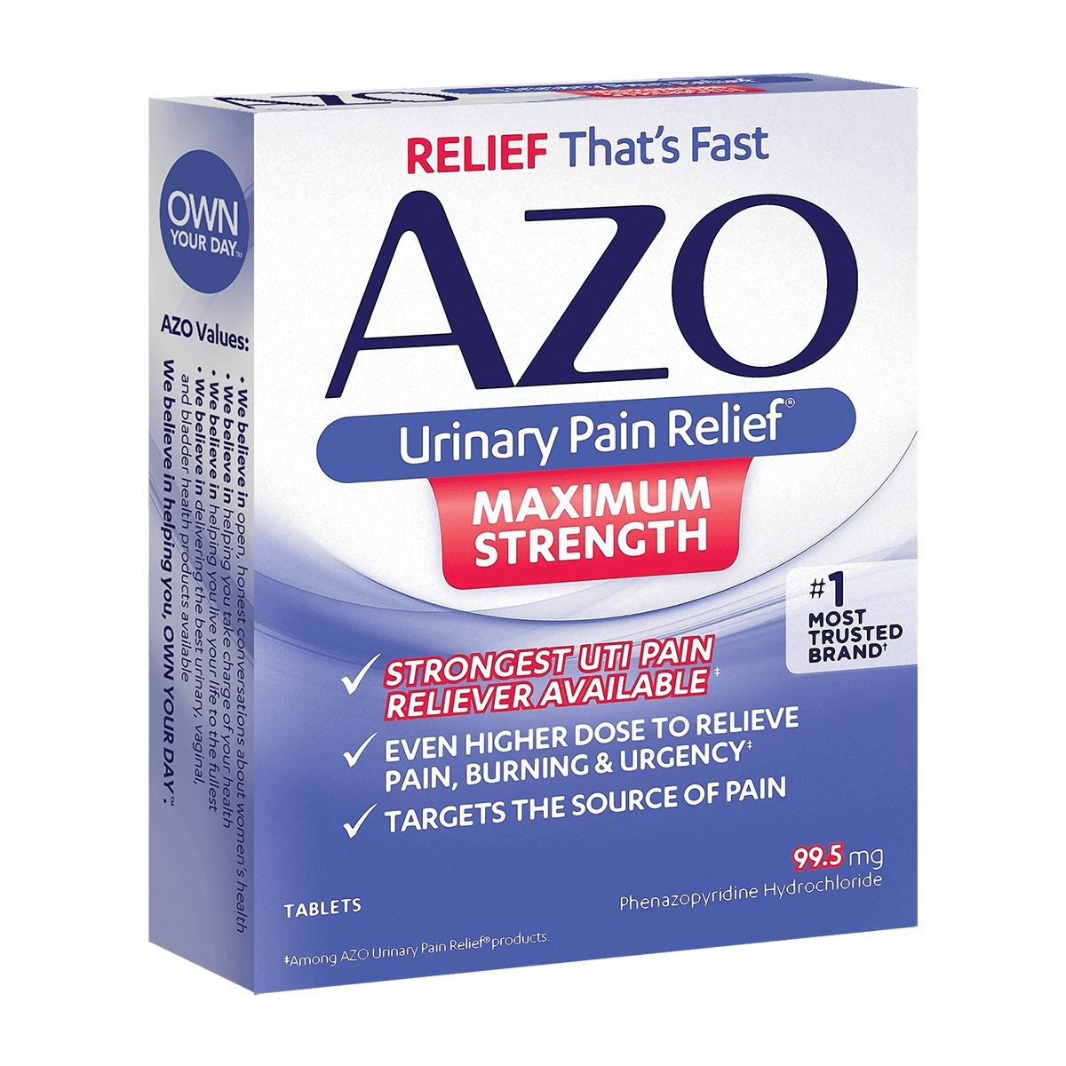 AZO URINARY PAIN RELIEF MAXIMUM STRENGTH, 12 TABLETS