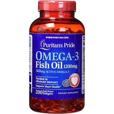 PURITAN’S PRIDE OMEGA-3 FISH OIL 1200MG, 200 SOFTGELS