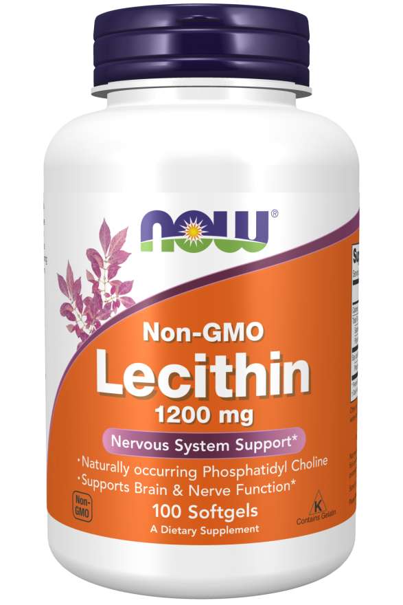 NOW NON-GMO LECITHIN 1200MG, 100 SOFTGELS