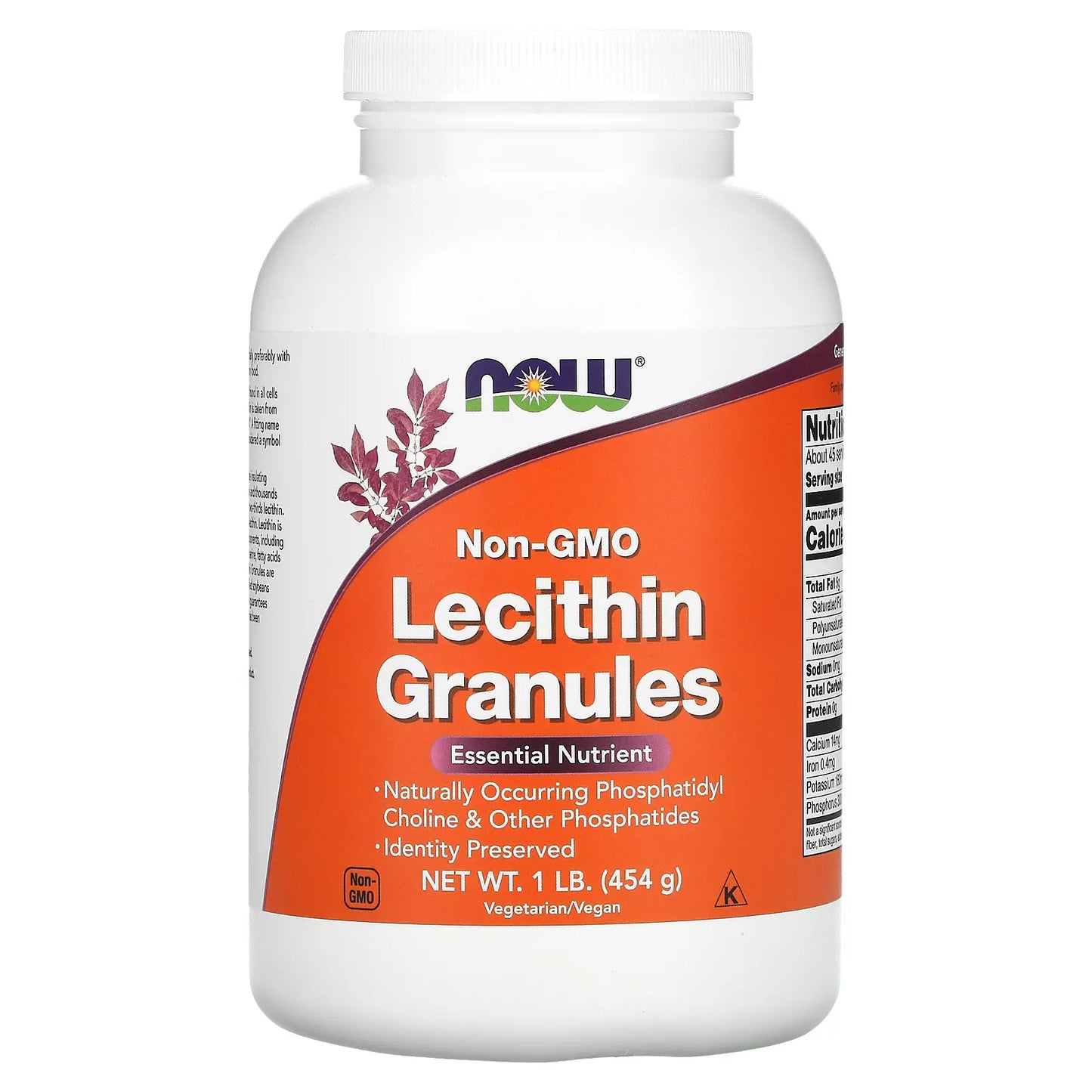 NOW NON-GMO LECITHIN GRANULES, 454G