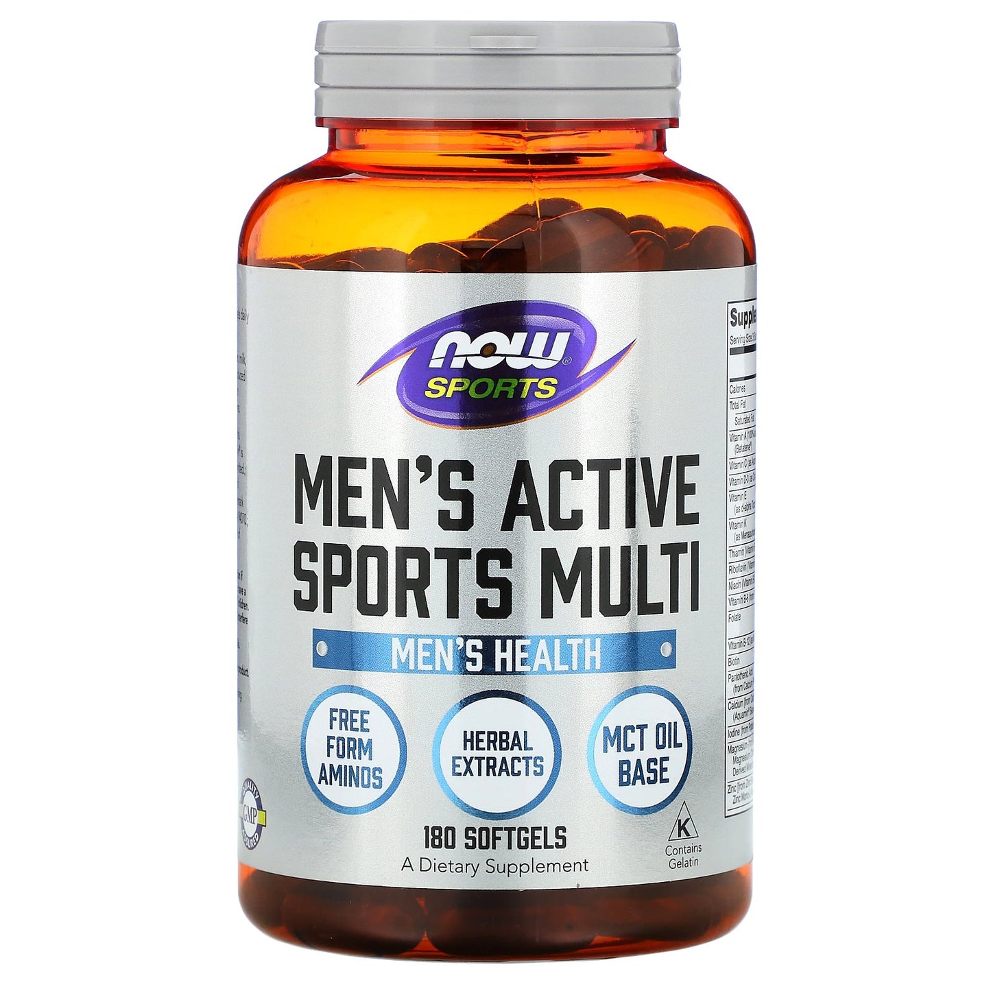 NOW SPORTS MEN’S ACTIVE SPORTS MULTI, 180 SOFTGELS