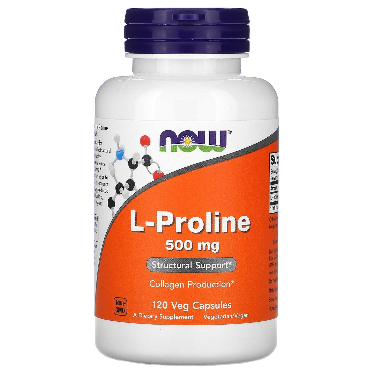 NOW L-PROLINE 500MG, 120 VEG CAPSULES