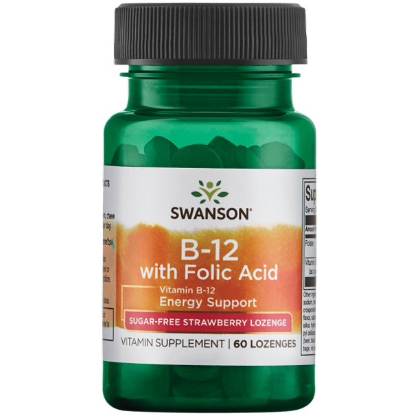 SWANSON B-12 WITH FOLIC ACID, 60 LOZENGES