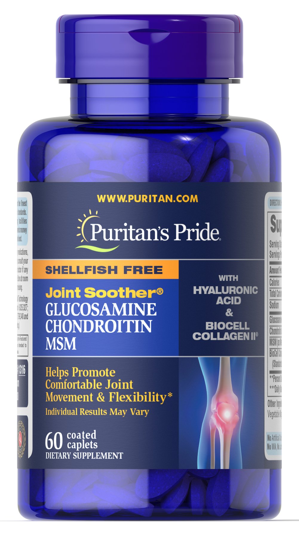 PURITAN’S PRIDE GLUCOSAMINE CHONDROITIN MSM, 60 CAPLETS