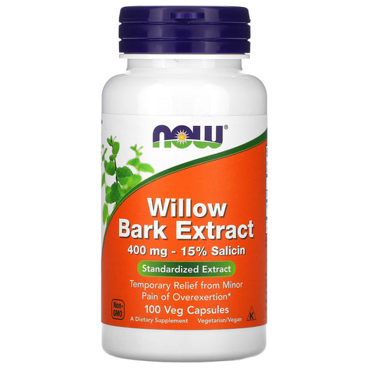 NOW WILLOW BARK EXTRACT 400MG, 100 VEG CAPSULES