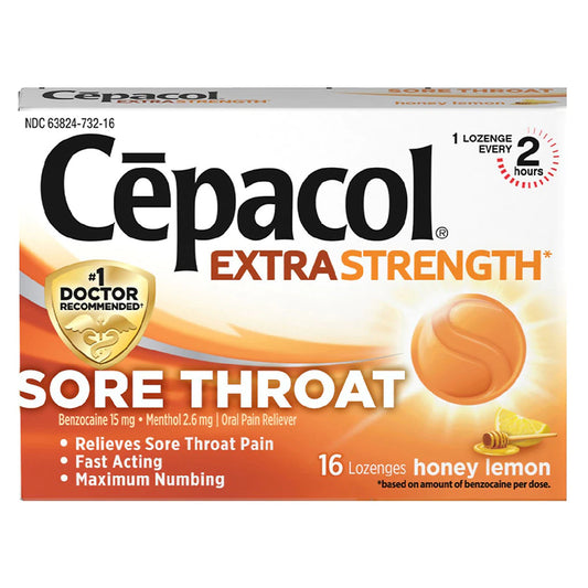 CĒPACOL EXTRA STRENGTH SORE THROAT, 16 LOZENGES