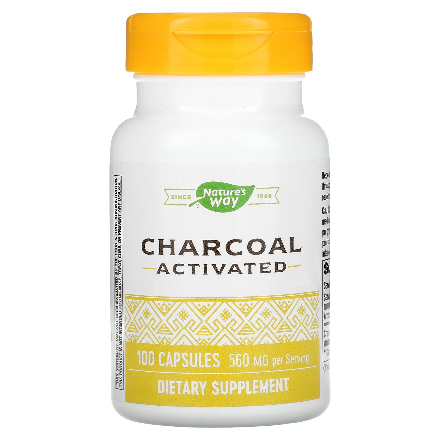 NATURE’S WAY CHARCOAL ACTIVATED, 100 CAPSULES