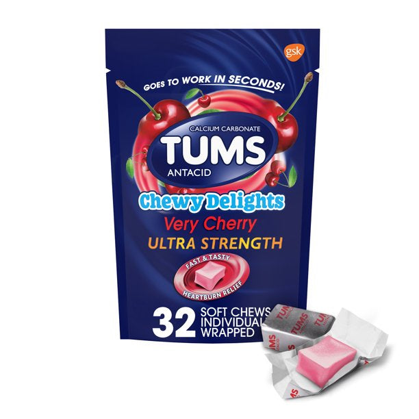 TUMS ANTACID CHEWY DELIGHTS VERY CHERRY ULTRA STRENGTH