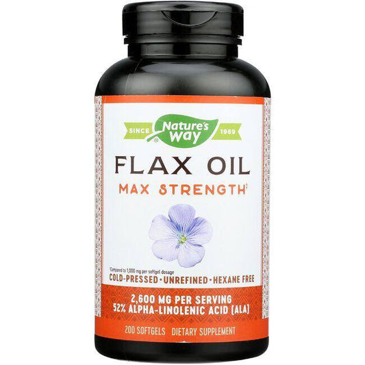 NATURE’S WAY FLAX OIL MAX STRENGTH 1300MG, 200 SOFTGELS