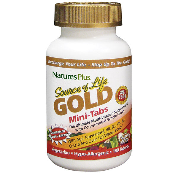 NATURES PLUS SOURCE OF LIFE GOLD MINI-TABS, 180 TABLETS