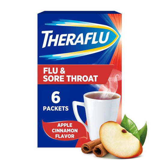 THERAFLU FLU & SORE THROAT, 6 PACKETS