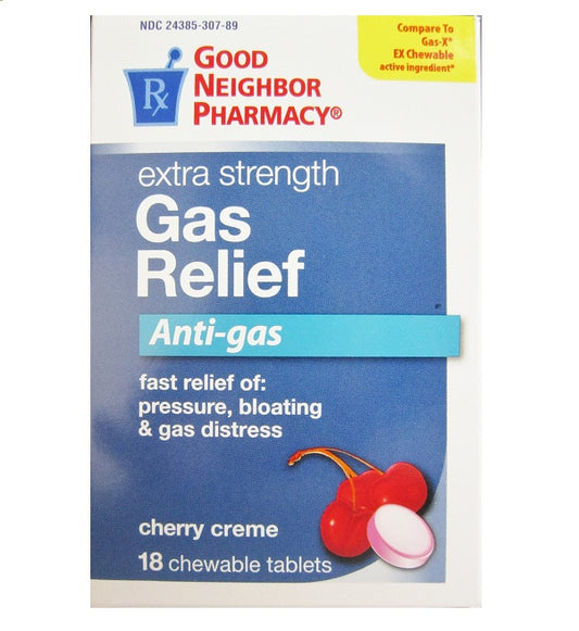 GOOD NEIGHBOR PHARMACY EXTRA STRENGTH GAS RELIEF, 18 CHEWABLE TABLETS