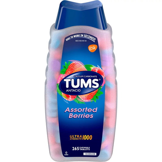 TUMS ANTACID ASSORTED BERRIES ULTRA STRENGTH 1000, 265 CHEWABLE TABLETS