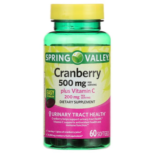 SPRING VALLEY CRANBERRY 500MG, 60 SOFTGELS