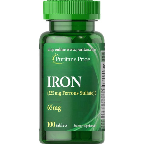 PURITAN’S PRIDE IRON 65MG, 100 TABLETS