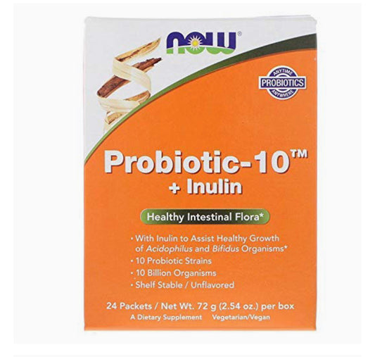 NOW PROBIOTIC-10 PLUS INULIN 24 PACKETS